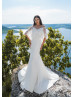 Ivory Lace Satin Boho Wedding Dress